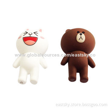Customized Bear and Rabbit-shaped Thumb Drive, Made of Soft PVC Material, OEM Orders are WelcomeNew
